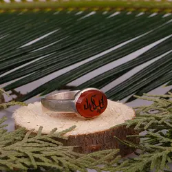 انگشتر نقره عقیق با حکاکی یا الله کوفی