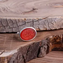 انگشتر نقره عقیق سرخ معدنی با حکاکی یا صاحب الزمان