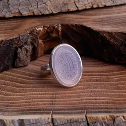 انگشتر عقیق سوسنی معدنی با حکاکی صلوات