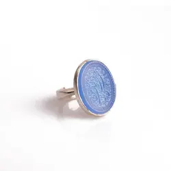 انگشتر نقره عقیق آبی معدنی با حکاکی اللهم عجل لولیک الفرج