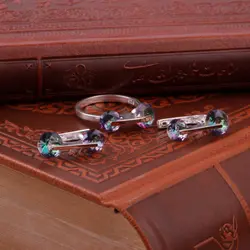 نیم ست نقره  توپاز هفت رنگ طرح الیانا