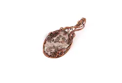 مدال سنگ جاسپر اقیانوسی سیم بافت شده با مس