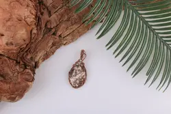 مدال سنگ جاسپر اقیانوسی سیم بافت شده با مس