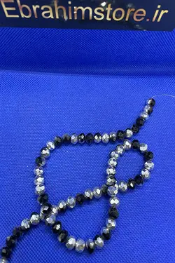 کریستال بندی سایز ۸ مشکی+نقره ای متالیک