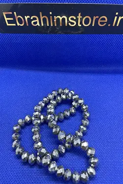 کریستال بندی سایز ۸ نقره ای متالیک