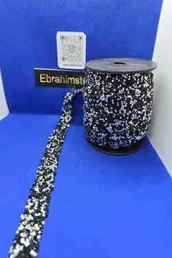 نوار دون پاش دو سانتی رنگ مشکی+نقره ای