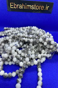 کریستال بندی سایز ۸ سفید+مشکی مات