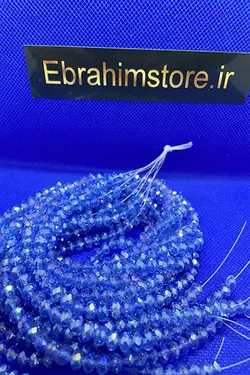 کریستال بندی سایز ۶ آبی شیشه ای هفت رنگ