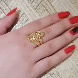 انگشتر زنانه برنجی، آبکاری طلا، طرح آوا