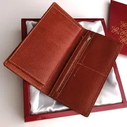 کیف کتی آلبوم دار دو رنگ و جا کارتی به همراه جا کلیدی (چرم طبیعی)