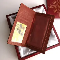 کیف کتی آلبوم دار دو رنگ و جا کارتی به همراه جا کلیدی (چرم طبیعی)
