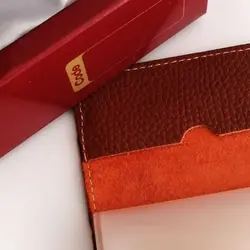 کیف کتی آلبوم دار دو رنگ و جا کارتی به همراه جا کلیدی (چرم طبیعی)