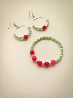 ست گوشواره و دستبند مدل مروارید