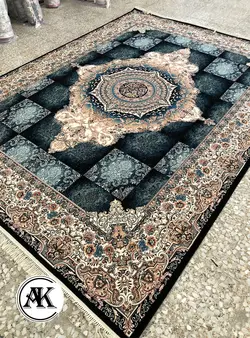 خرید فرش 700 شانه نیلوفر سرمه‌ای