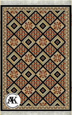 خرید گلیم طرح حصیری مشکی کد 064