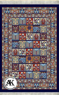 خرید گلیم طرح خشتی سرمه ای کد 038