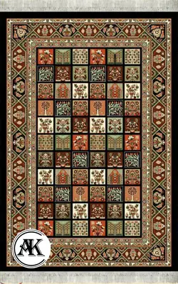 خرید گلیم طرح خشتی مشکی کد 021