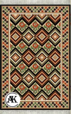 خرید گلیم طرح شقایق مشکی کد 026