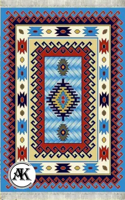 خرید گلیم طرح عشایری آبی کد 043