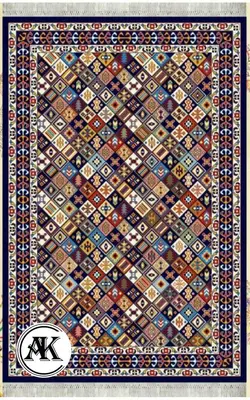 گلیم طرح قشقایی سرمه ای کد 086