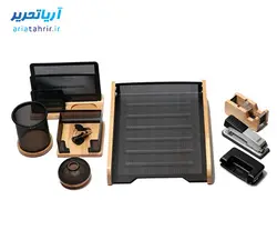 ست لوازم اداری رومیزی 9 تکه چوب و فلز جهان نما