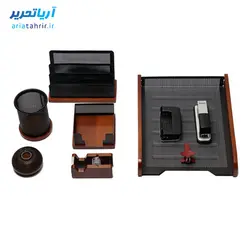 ست لوازم اداری رومیزی 9 تکه چوب و فلز جهان نما