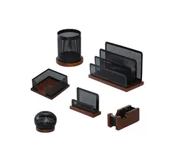 ست لوازم اداری رومیزی 6 تکه چوب و فلز شهاب تحریر