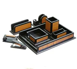 ست لوازم اداری رومیزی چوبی مشبک 8 تکه