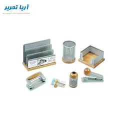 ست رومیزی اداری 8 تکه چوب و فلز جهان نما