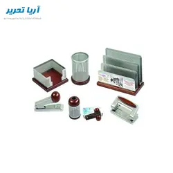 ست رومیزی اداری 8 تکه چوب و فلز جهان نما