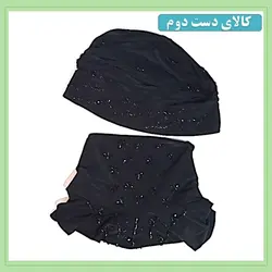 ست توربان و یقه حجاب نگین دوزی (کالای دست دوم) کد1024