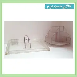 ست پایه تقویم و جاقلمی رومیزی شفاف (کالای دست دوم) کد 3013