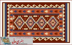 نخ و نقشه گلیم بالشت بزرگ طرح هندسی ۱۴ رنگبندی ۲