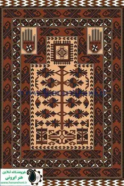 نخ و نقشه فرش سجاده محرابی بلوچ ۳ رجشمار ۳۵