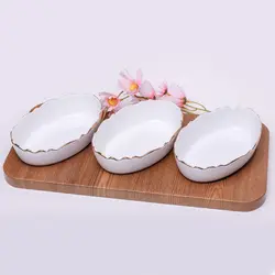 اردور خوری موج بیضی 3 خانه خط طلا با پایه چوبی لیمون کد 60014
