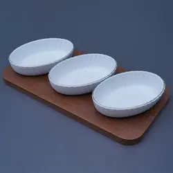 اردور خوری کارمن بیضی 3 خانه خط طلا با پایه چوبی لیمون