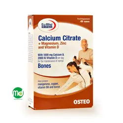 قرص کلسیم سیترات یوروویتال برای حفظ سلامت استخوان ها 45 عدد