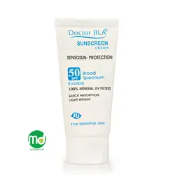 کرم ضد آفتاب بی رنگ سنسوسان پروتکشن دکتر ژیلا برای پوست حساس SPF 50
