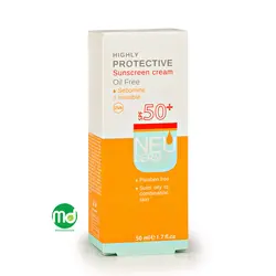کرم ضد آفتاب بدون رنگ نئودرم SPF 50 برای پوست چرب مدل Highly Protective