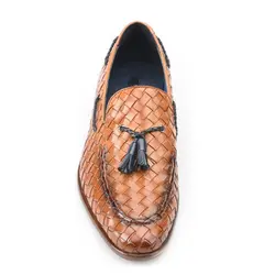 کفش مردانه تمام چرم دست دوز زنگوله ای حصیری 2