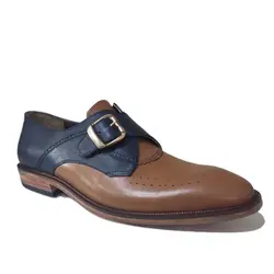 کفش مردانه چرم دست دوز دو رنگ توقا دار