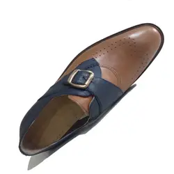 کفش مردانه چرم دست دوز دو رنگ توقا دار