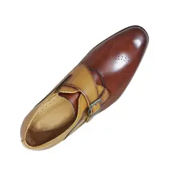 کفش مردانه چرم دست دوز دو رنگ توقا دار