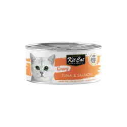 کنسرو غذای گربه کیت کت با طعم ماهی تن و سالمون KitCat Tuna & Salmon In Gravy وزن 70 گرم