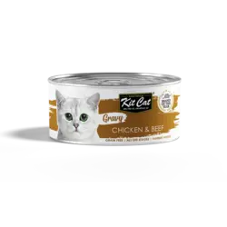 کنسرو غذای گربه کیت کت با طعم مرغ و گوشت گاو KitCat Chicken & Beef In Gravy وزن 70 گرم