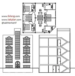 نقشه آپارتمان حدود 110 متری ( 11 * 10 ) دو خوابه