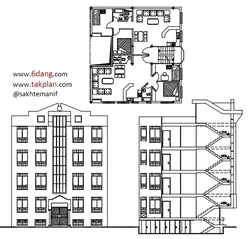 نقشه آپارتمان حدود 140 متری ( 13 * 11 ) دو و سه خوابه