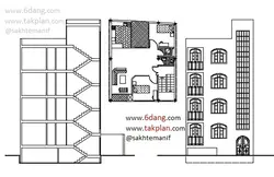 1 نقشه آپارتمان حدود 70 متری ( 8.1 * 9.8 ) 2 خواب