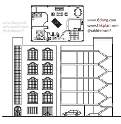 نقشه آپارتمان حدود 90 متری ( 8 * 12 ) دو خوابه