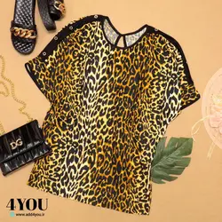 شومیز سرشانه دکمه پلنگی